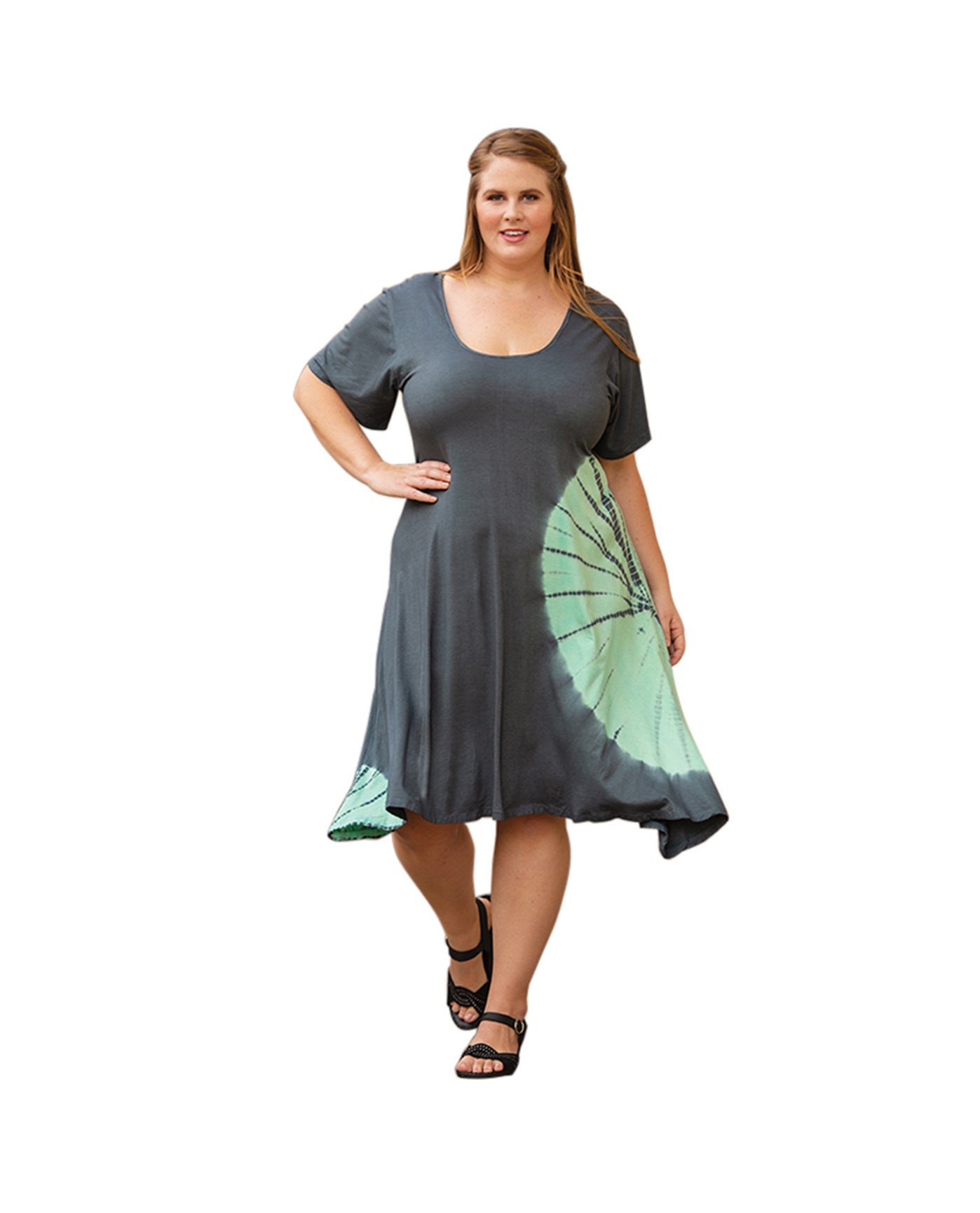 plus size tie dye t shirt dress TIE DYE MAXI T-SHIRT DRESS 2x / Marine/ Multi