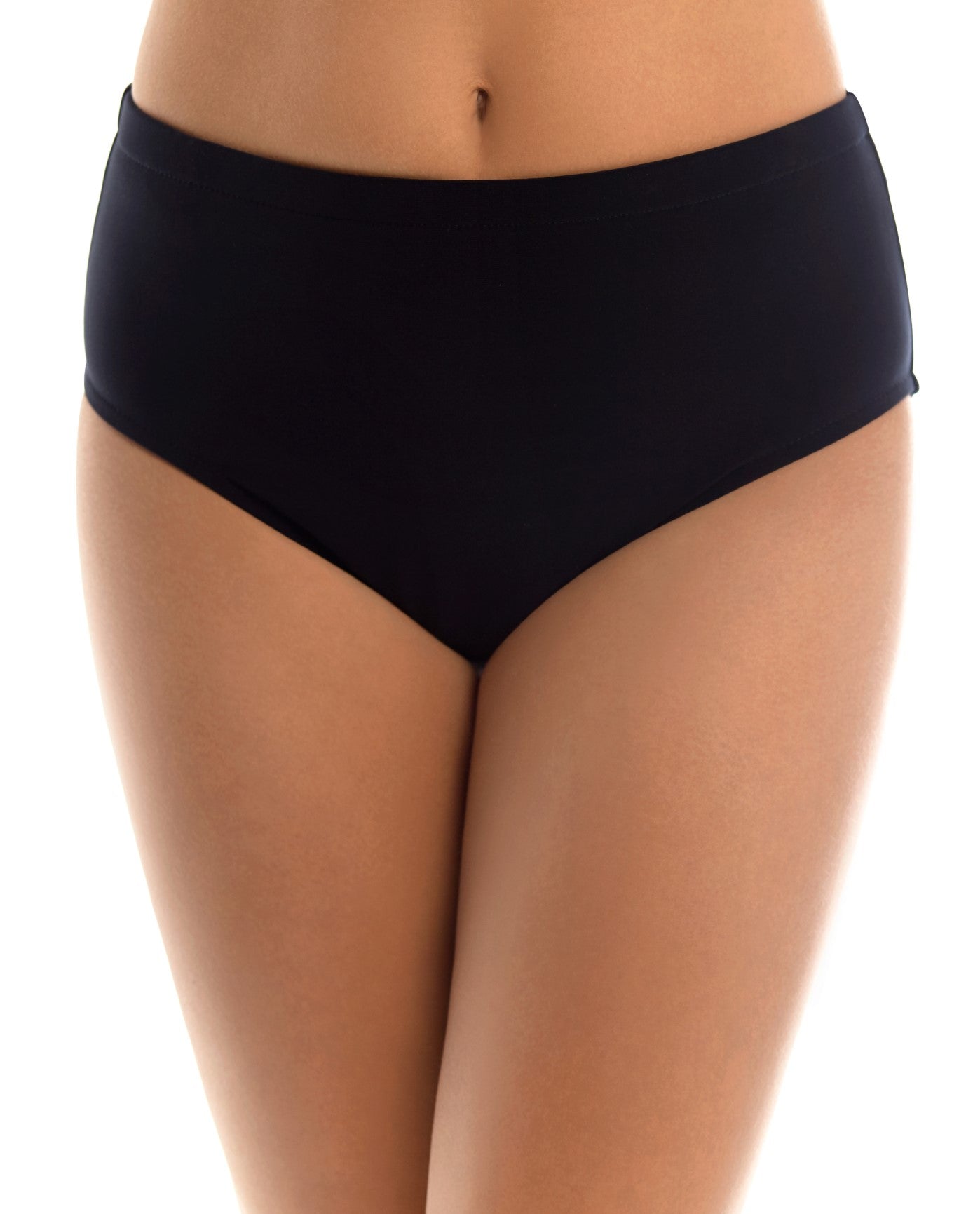 Front View of Magicsuit Black Classic Tankini Bottom | MAG BLACK