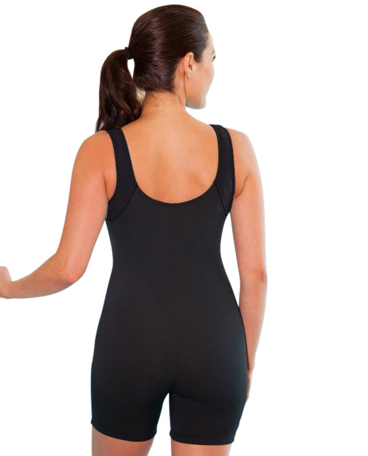 Back View of Dolfin Black Chlorine Proof Solid Polyester Aquatard | DOL BLACK