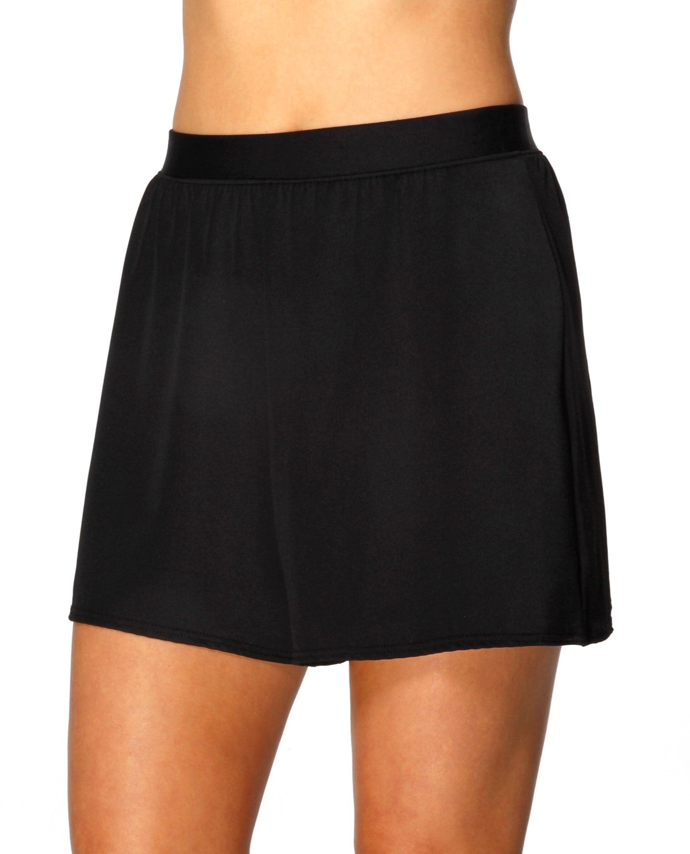 Front View of Miraclesuit Black Loose Short Swim Bottom | MIR BLACK