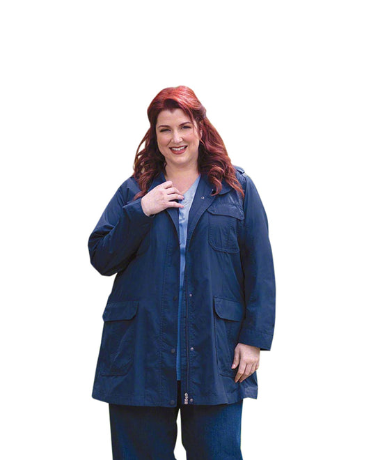 Front of Spencer Long Sleeve Plus Size Jacket | NAVY OTPS Navy Spencer