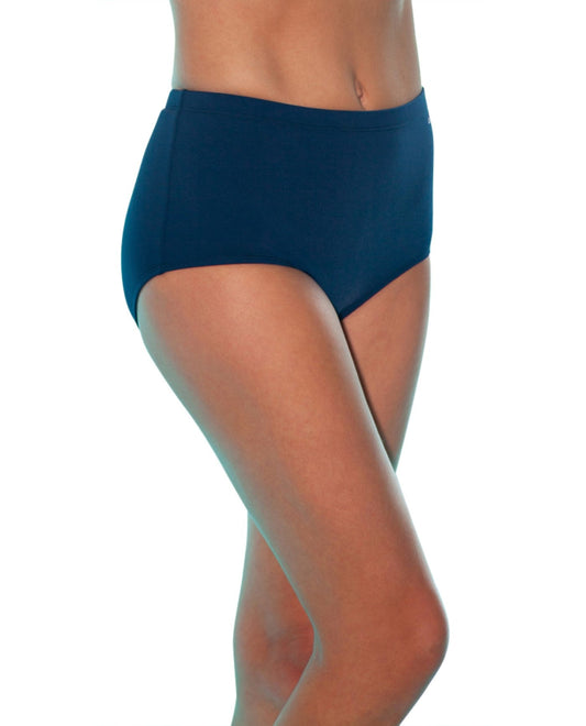 Back View of Dolfin Navy Chlorine Proof High Waist Swim Bottom | DOL NAVY