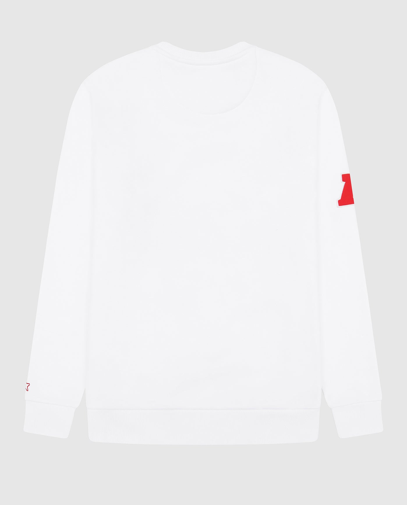 Back View of Starter White Kansas City Chiefs Crew Neck Sweatshirt With Zip Pockets | STR KANSAS CITY CHIEFS WHITE