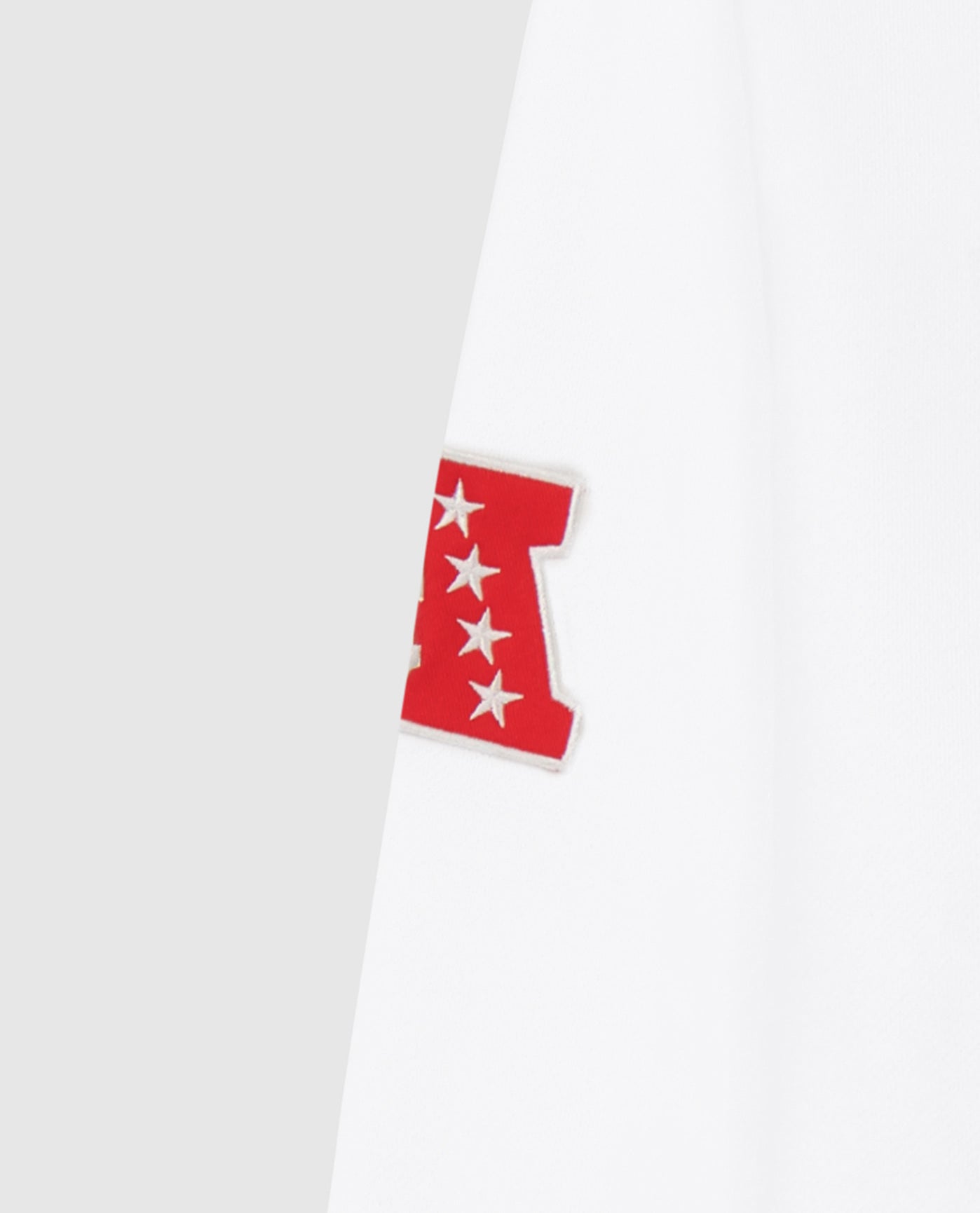 Detail View of Starter White Kansas City Chiefs Crew Neck Sweatshirt With Zip Pockets | STR KANSAS CITY CHIEFS WHITE