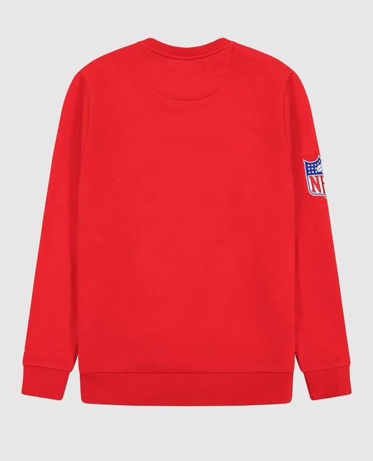 Back View of Starter Red Atlanta Falcons Crew Neck Sweatshirt With Zip Pockets | STR ATLANTA FALCONS RED