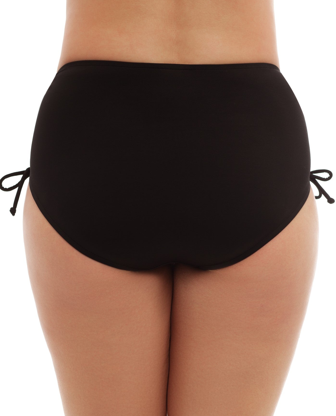 Back View of Caribbean Joe Black Plus Size Adjustable Side Tie Tankini Bottom | JOE BLACK