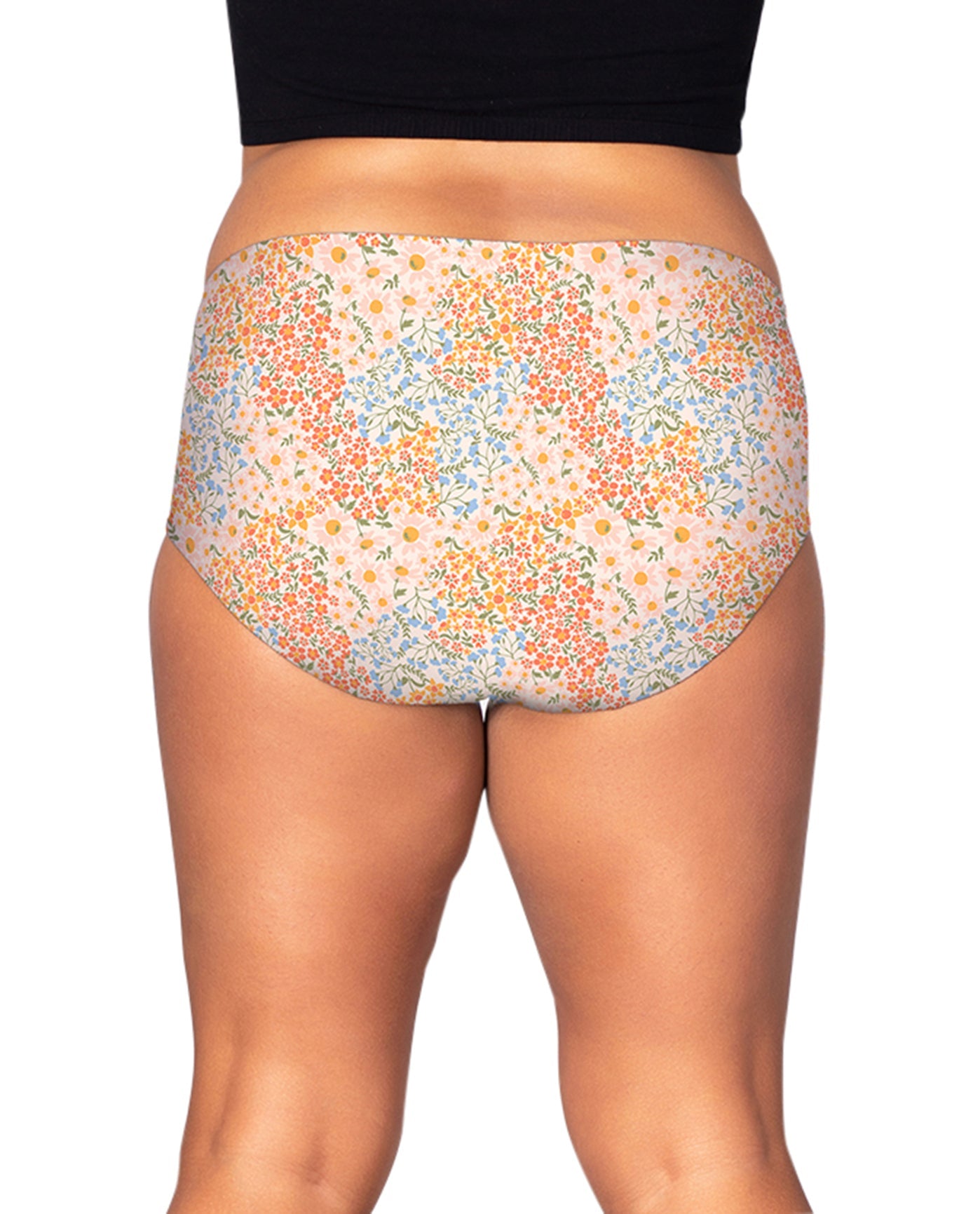 Back of 100% Cotton Printed Plus Size Panties | 261 OTPS Ditzy Patchwork Floral