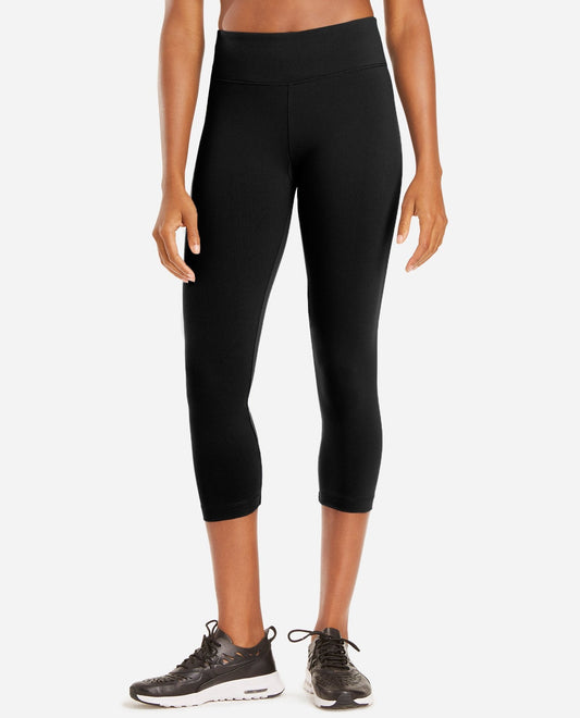 Front View Of Danskin Black Signature Signature Yoga Capri Legging | DSK BLACK SIGNATURE