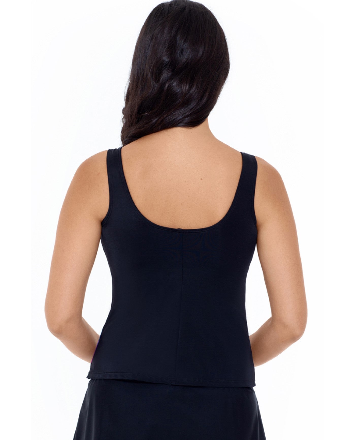 Back View of Reebok Chlorine Resistant Radiant Energy Scoop Neck Tankini Top | REE RADIANT ENERGY