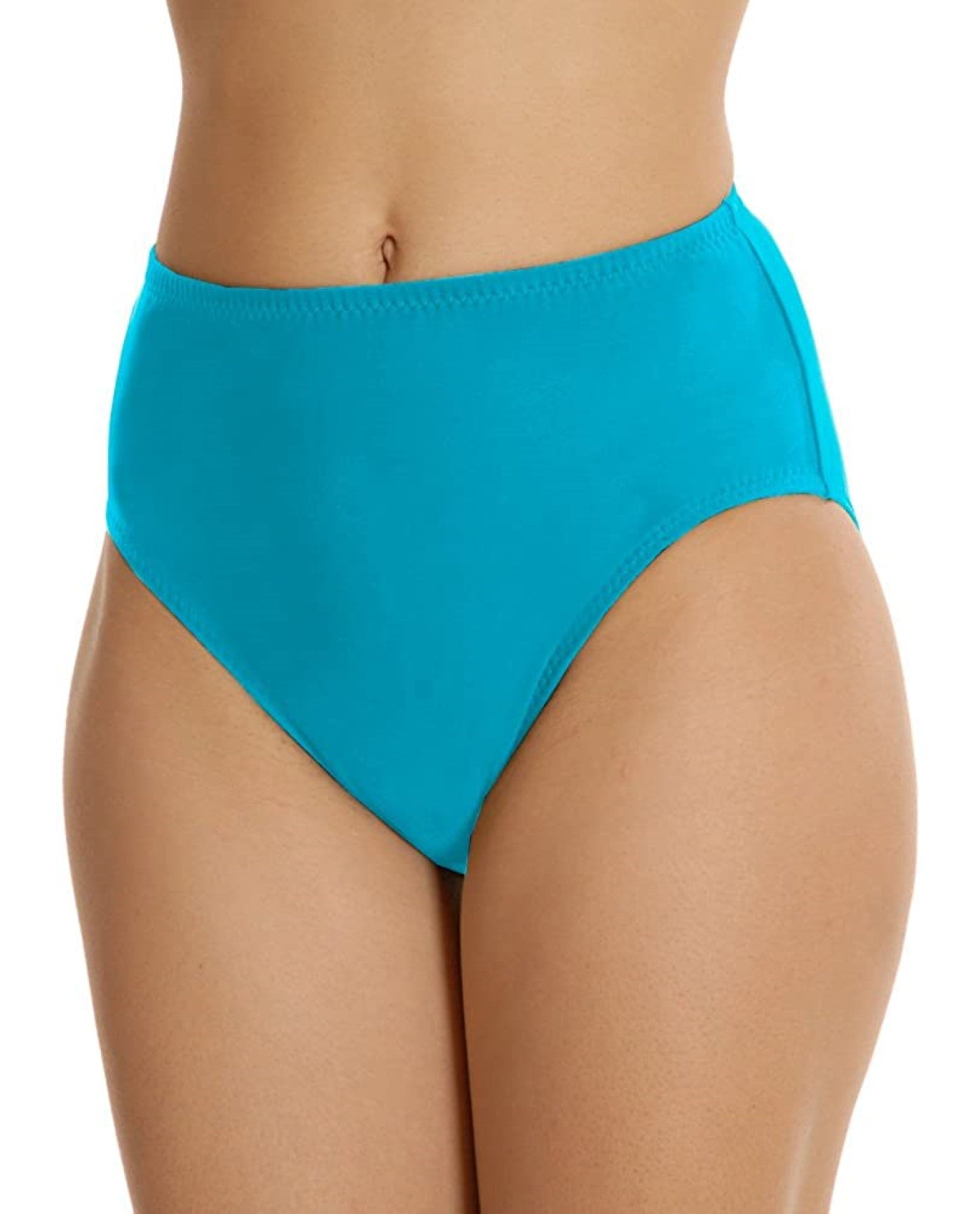 Front View of Topanga Caribbean Blue Plus Size Solid Full Coverage Tankini Bottom | TOP CARIBBEAN BLUE