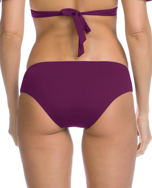 Back View of Becca By Rebecca Virtue Raisin Color Code Keyhole Hipster Bikini Bottom | BEC RAISIN
