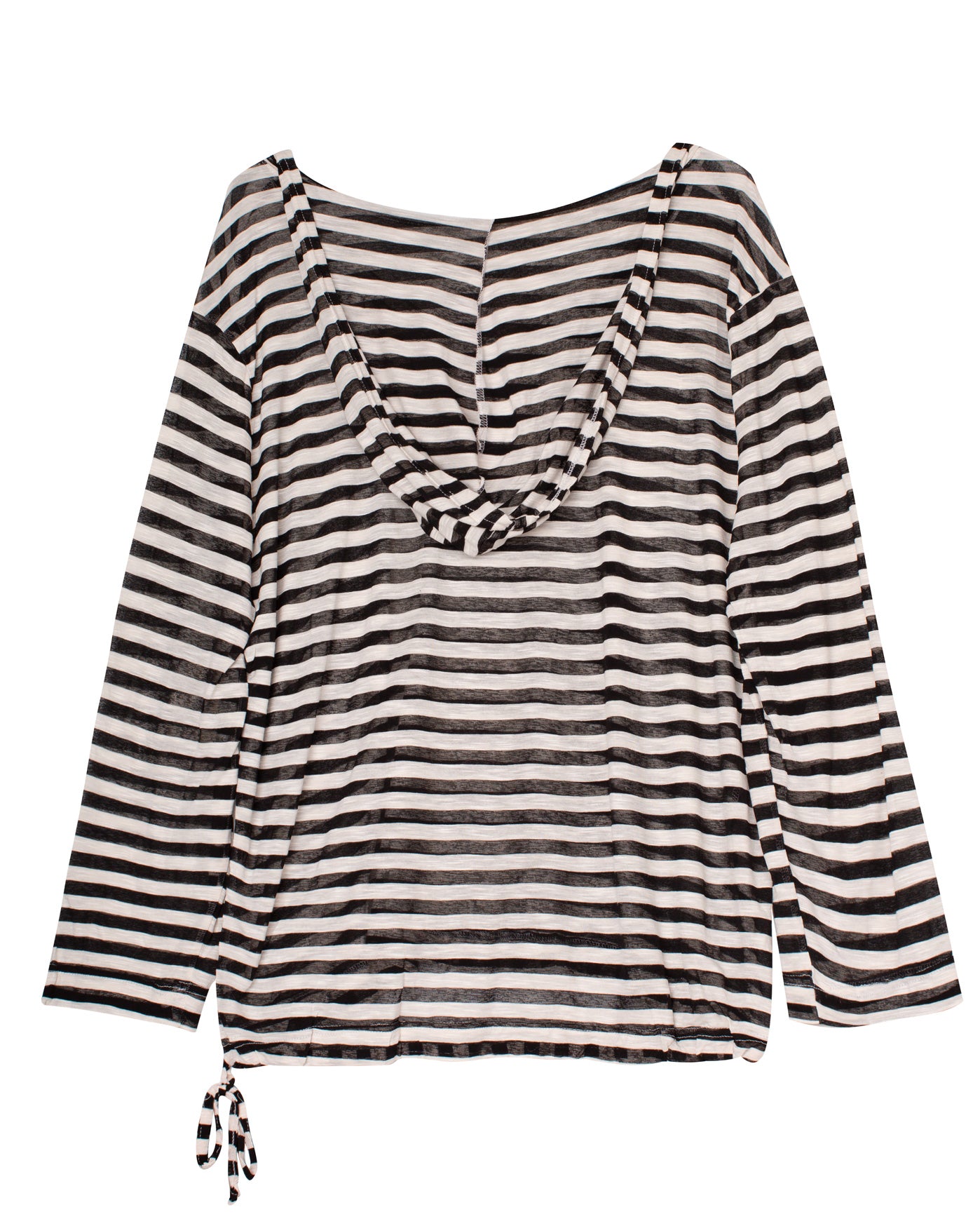 Back View of Always For Me Black Striped Plus Size Active Hooded Top