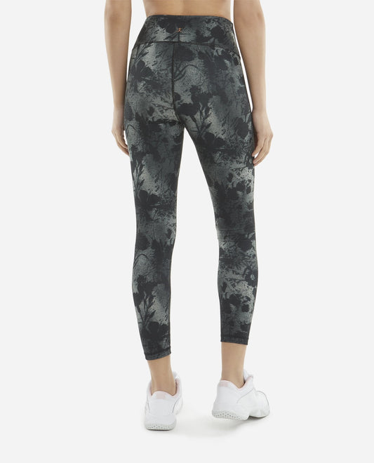 Back View Of Danskin Black And Grey Spray Floral 7-8 Legging | DSK BLACK AND GREY