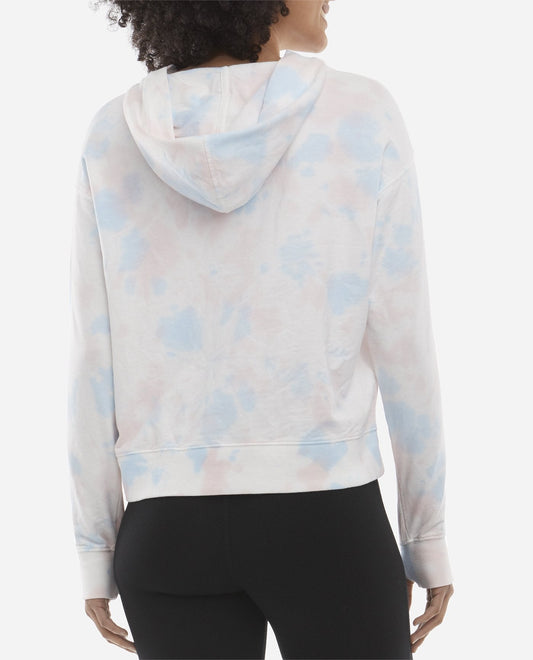 Back View Of Danskin Blue Wonder Mottled Tie Dye Hoodie | DSK BLUE WONDER