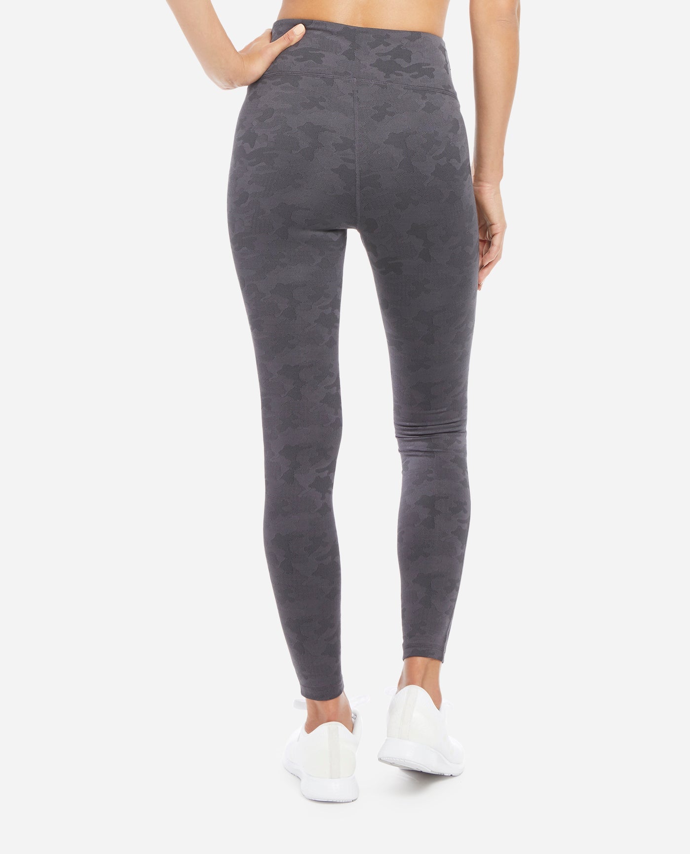 Back View Of Danskin Black Salt Jacquard Camo Legging | DSK BLACK SALT