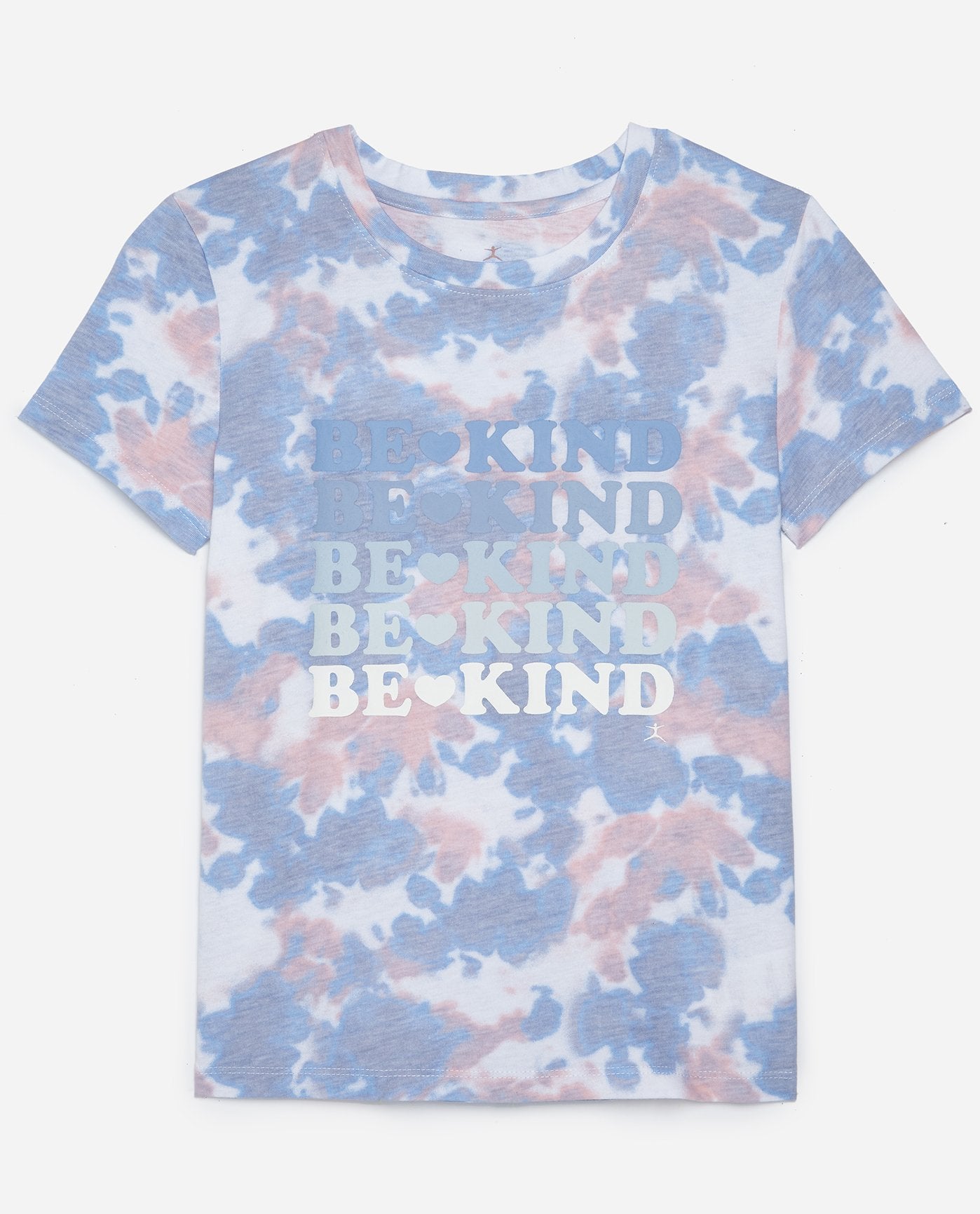 Front View of Danskin Blue Wonder Combo Girls Be Kind Tie Dye Tee | DSK BLUE WONDER COMBO