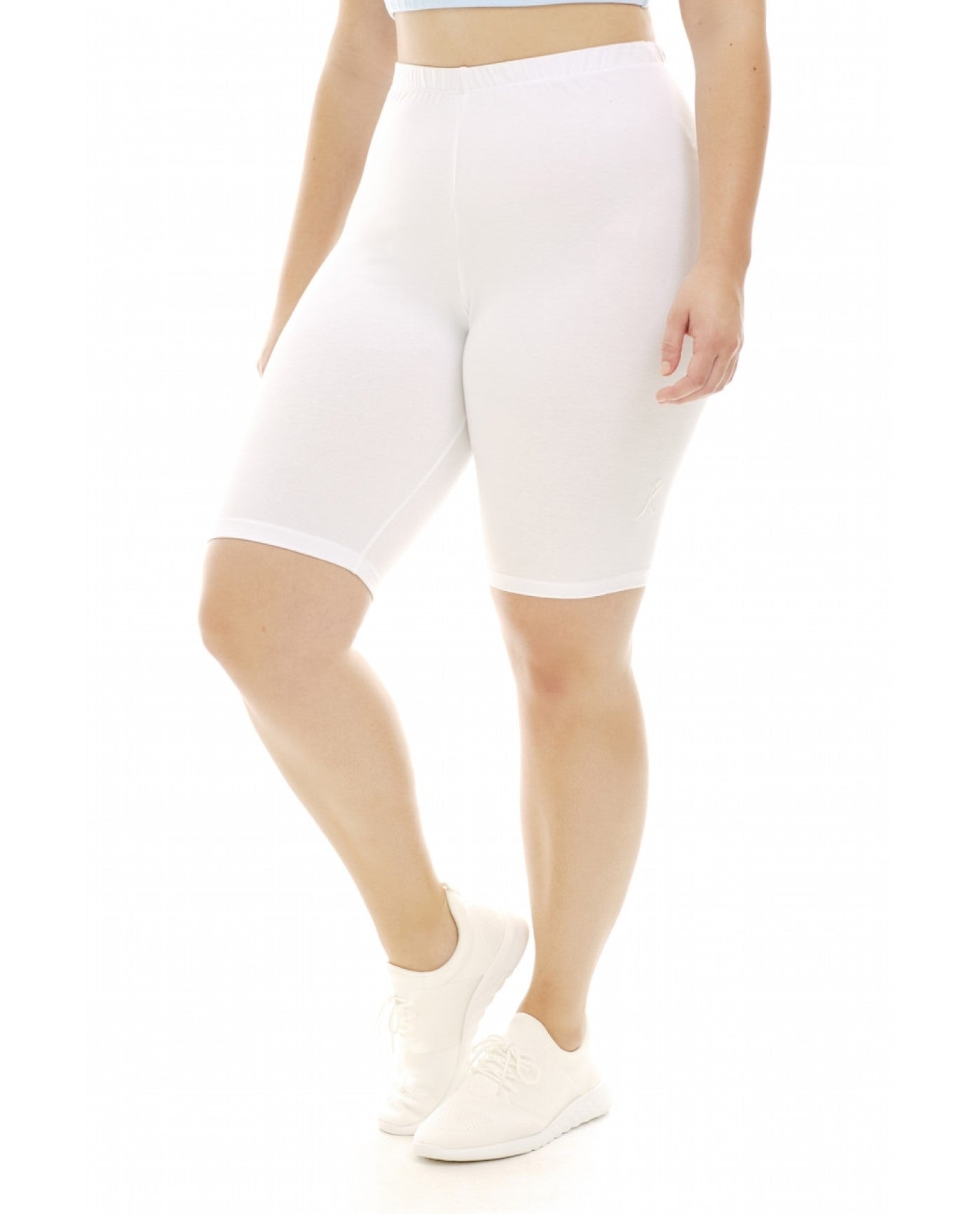 Front View of A Big Attitude White Plus Size Bike Short | ABG WHITE