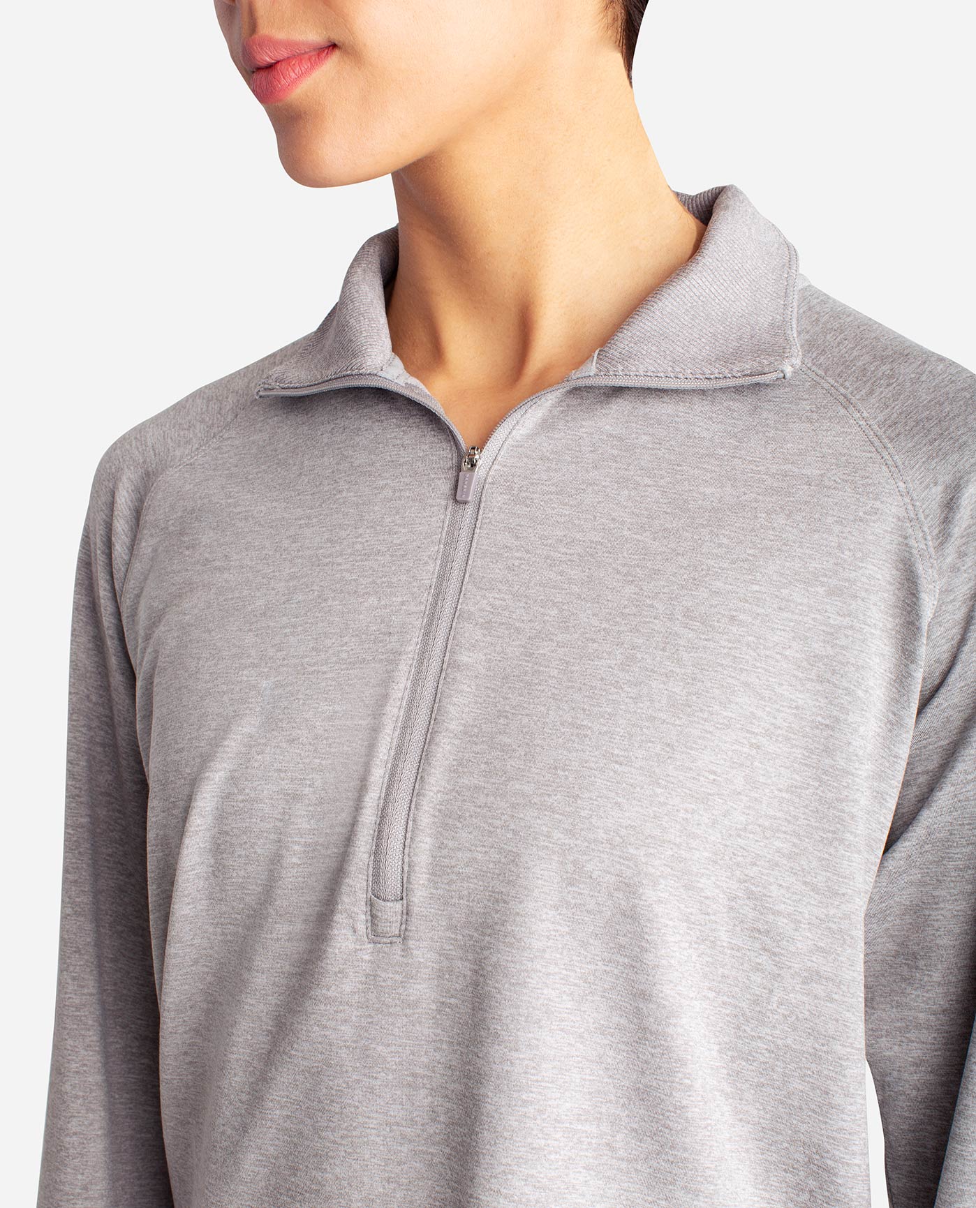 Detail View Of Danskin Silver Melange Supersoft Quarter Zip Pullover | DSK SILVER MELANGE