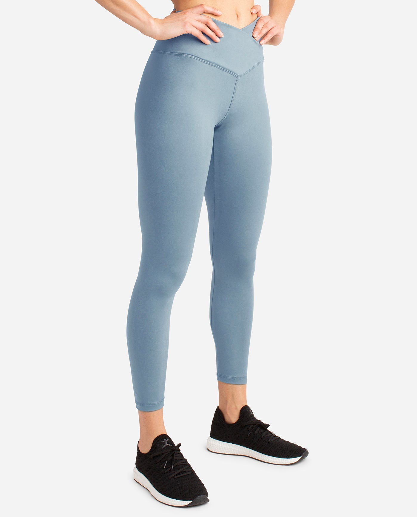Side View Of Danskin Nebula Crossover Waist 7-8 Legging | DSK NEBULA
