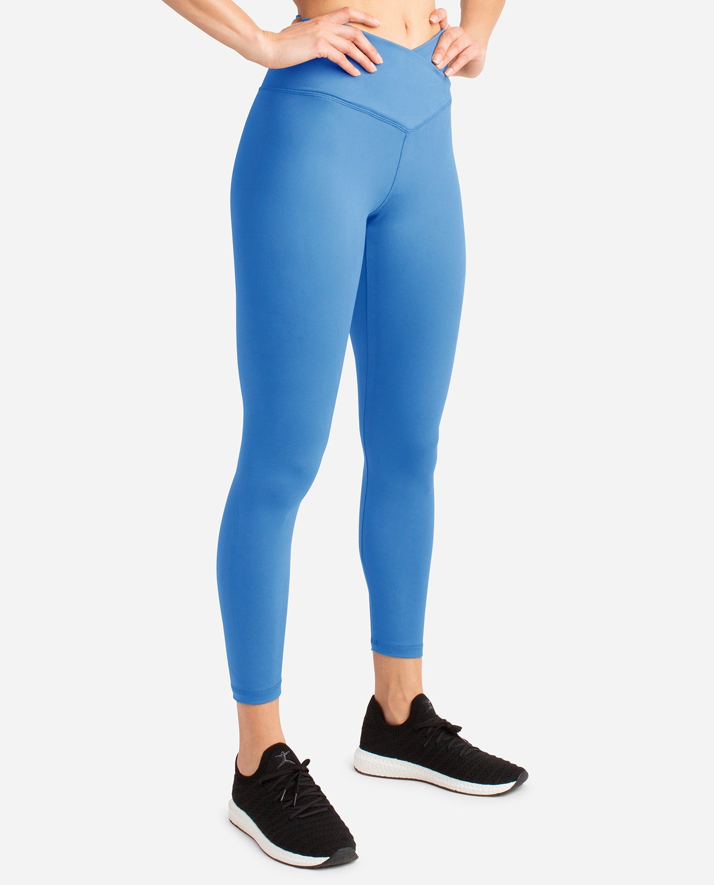 Side View Of Danskin Marina Crossover Waist 7-8 Legging | DSK MARINA