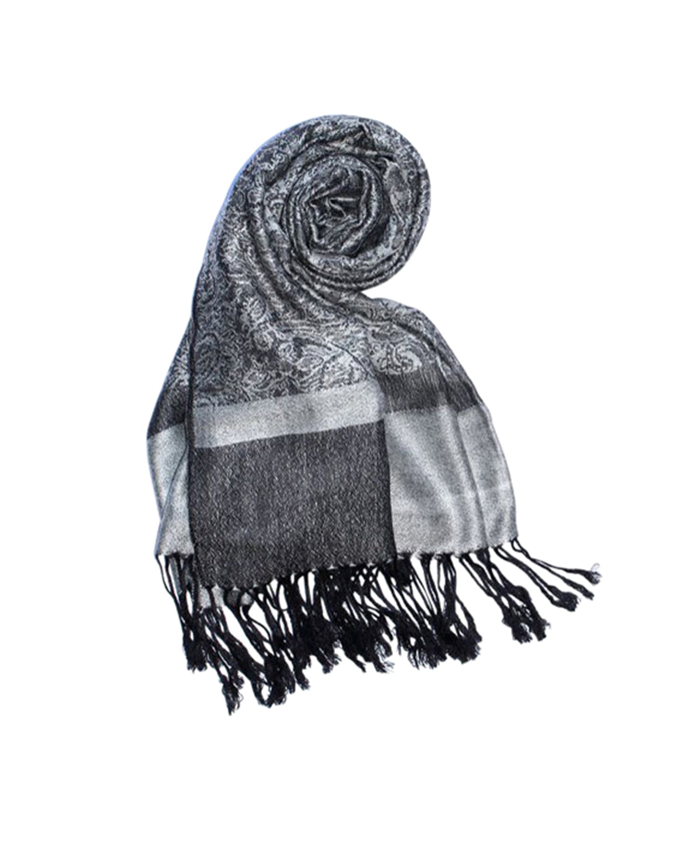 Front of Pashmina Scarf - Silver | CHARC OTPS Charcoal Pash
