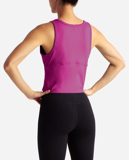 Back View Of Danskin Vivid Viola Cropped Corset Tank | DSK VIVID VIOLA