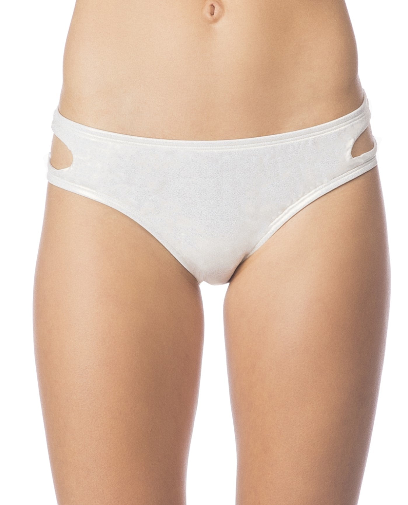 Front View of Bikini Lab Hot Shine Bling Key Hole Hipster Bikini Bottom | BIK GOLD