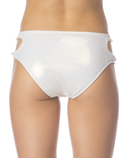 Back View of Bikini Lab Hot Shine Bling Key Hole Hipster Bikini Bottom | BIK GOLD