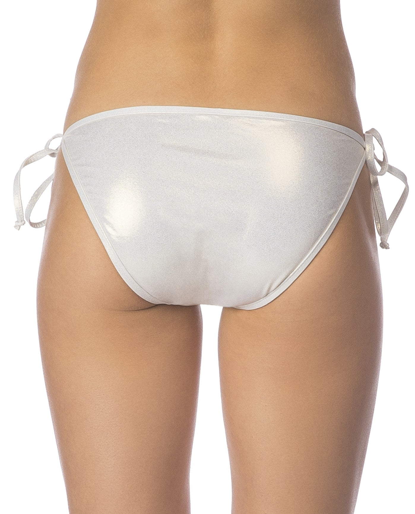 Back View of Bikini Lab Hot Shine Bling Sea Shell Side Tie Bikini Bottom | BIK GOLD