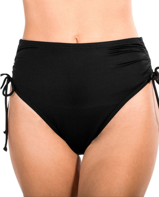 Front View of Miraclesuit Black Side Tie Tankini Bottom | MIR BLACK