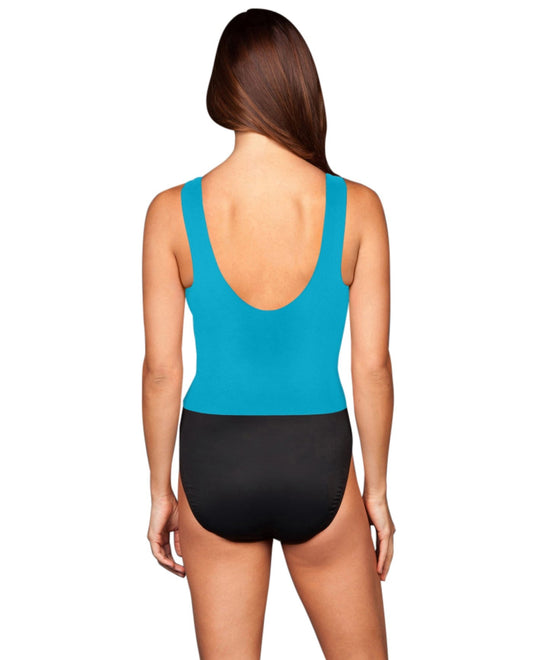 Back View of Miraclesuit Lagoon Colorblock Dd-Cup Regatta Underwire One Piece Swimsuit | MIR LAGOON