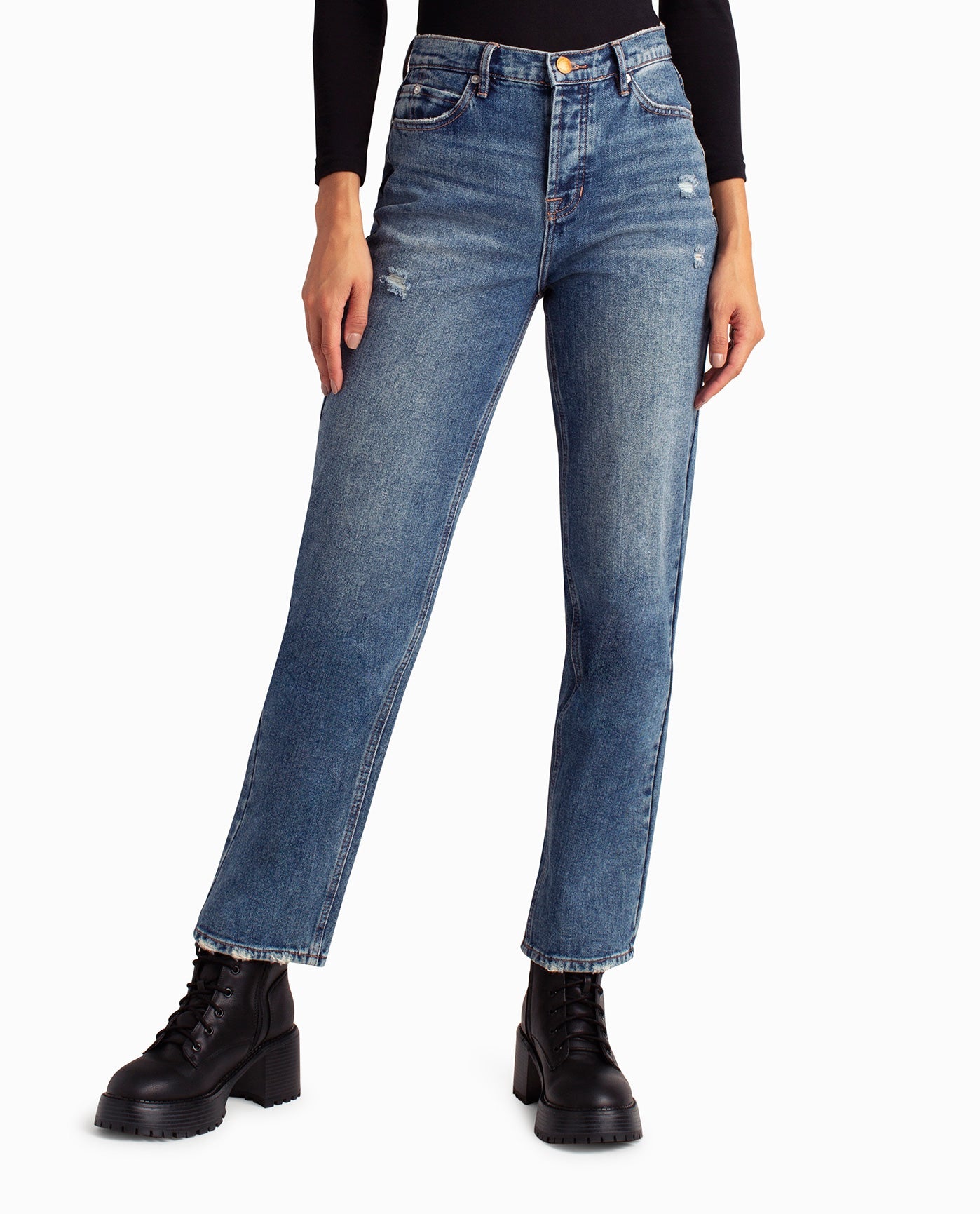 Front View Of Nicole Miller Redhook High Rise 90'S Loose Fit Jean | NM DARK BLUE