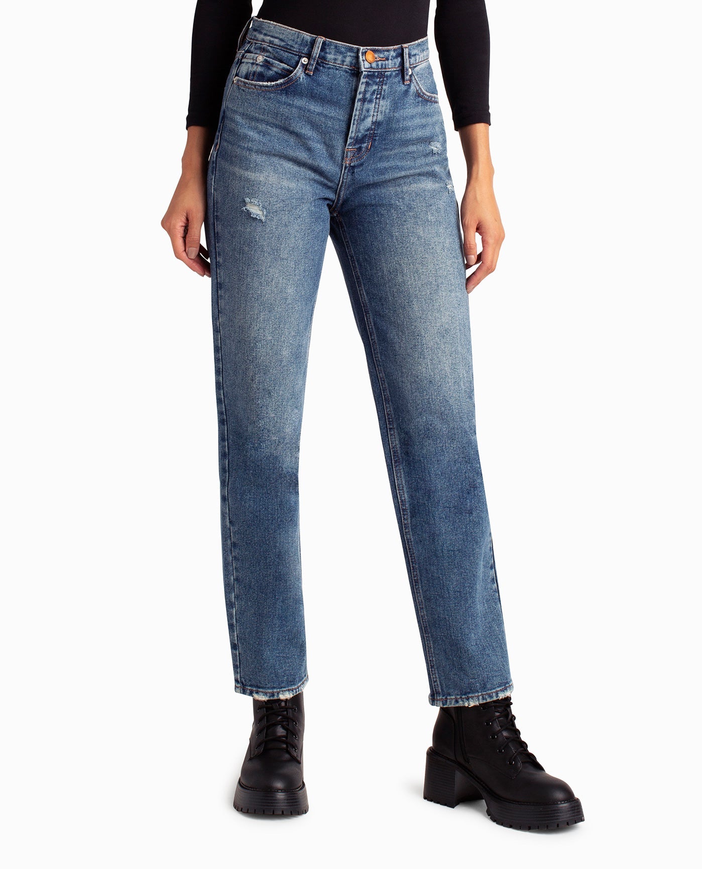 Side View View Of Nicole Miller Redhook High Rise 90'S Loose Fit Jean | NM DARK BLUE