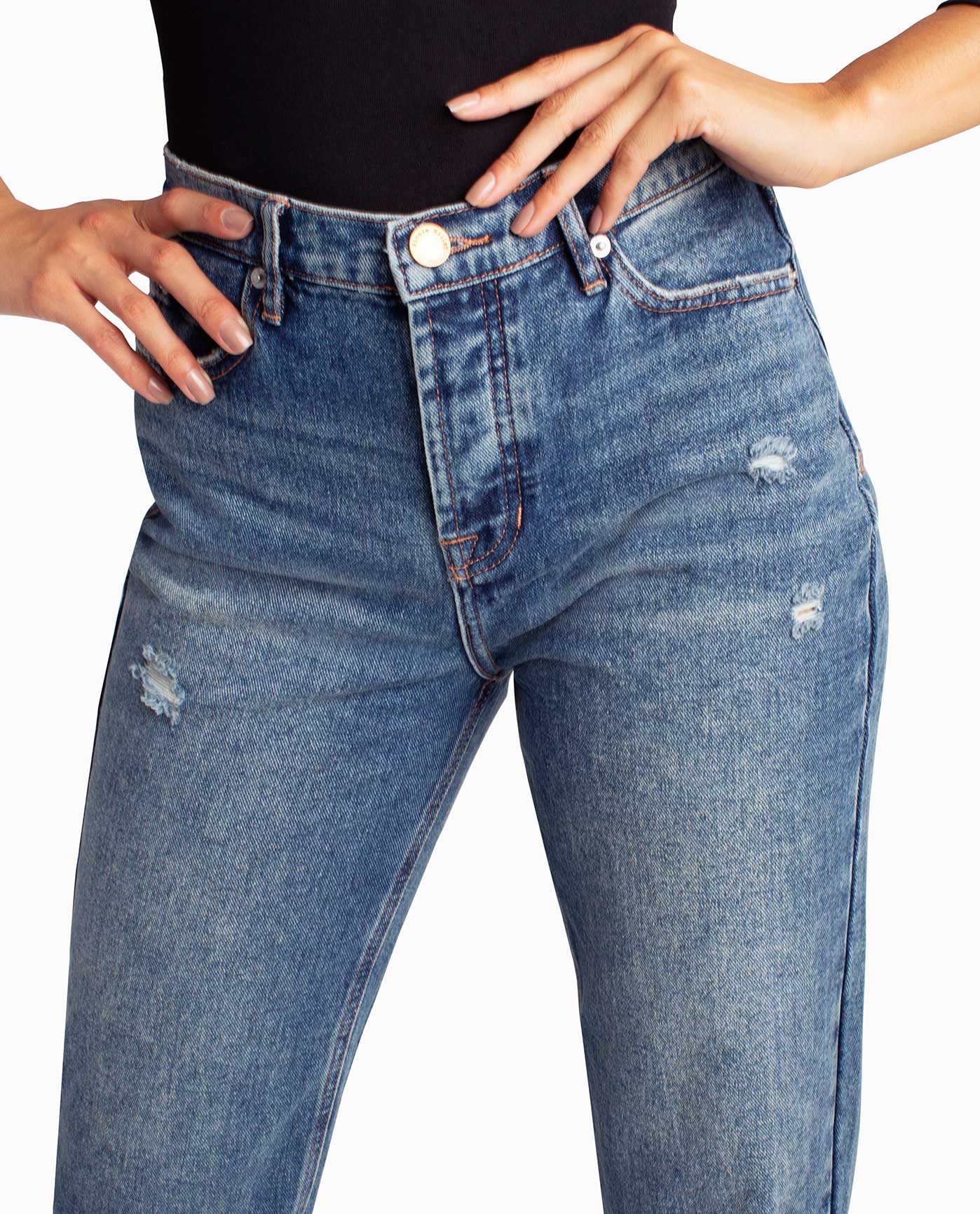 Alternate Front View Of Nicole Miller Redhook High Rise 90'S Loose Fit Jean | NM DARK BLUE