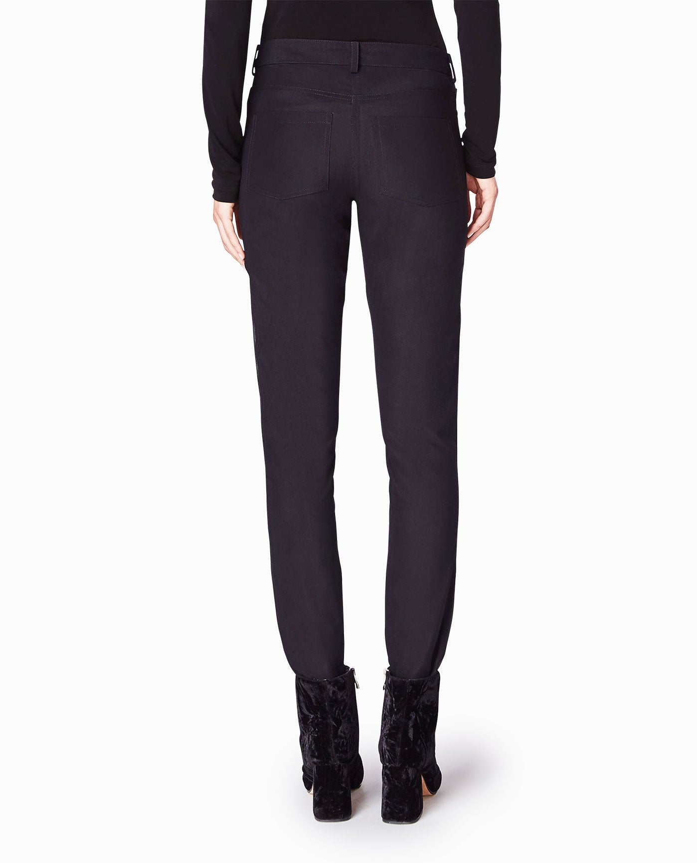 Back View Of Nicole Miller Embellished Rose Pant | NM BLACK EMBELLISHED ROSE
