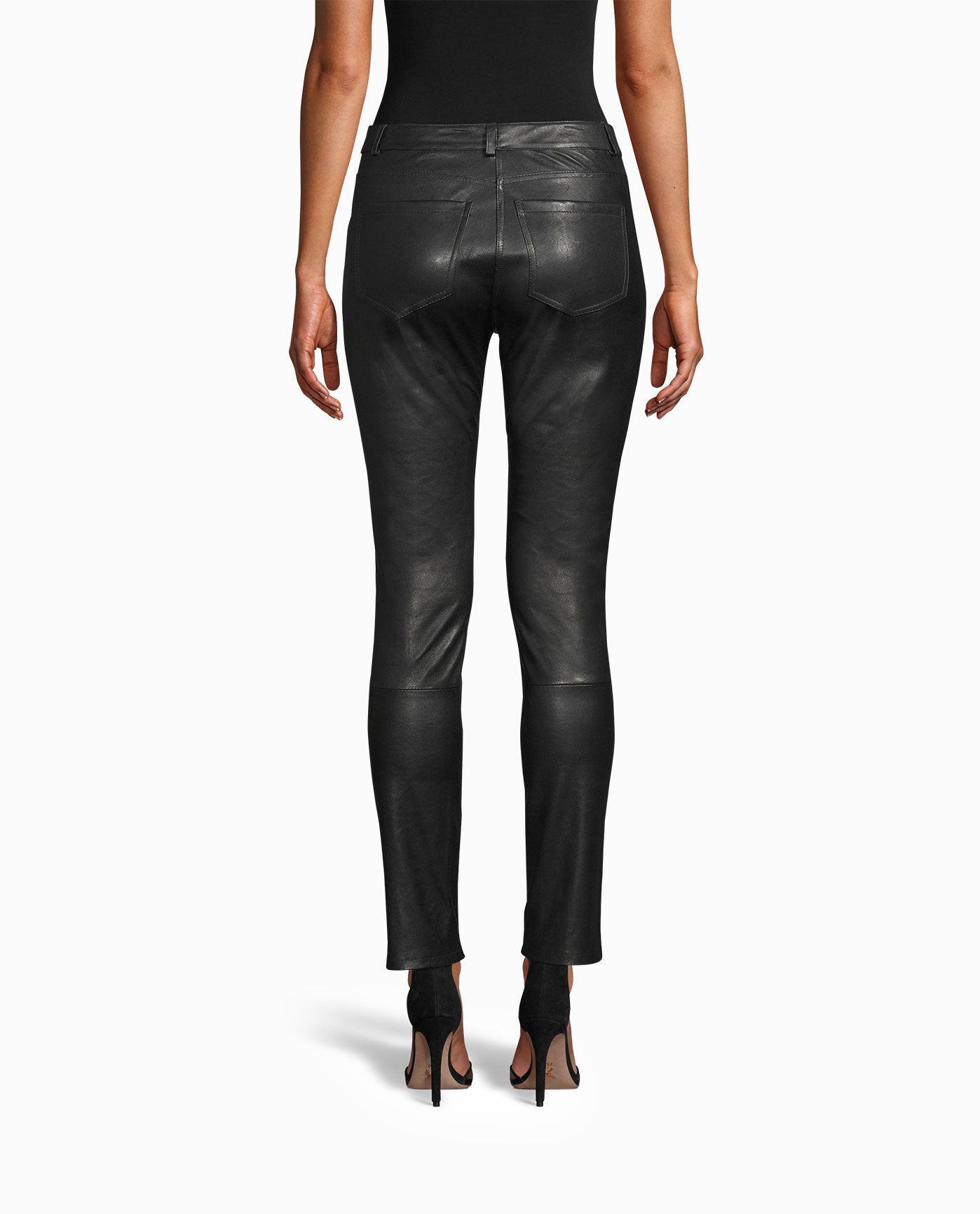 Back View Of Nicole Miller Leather Pant | NM BLACK