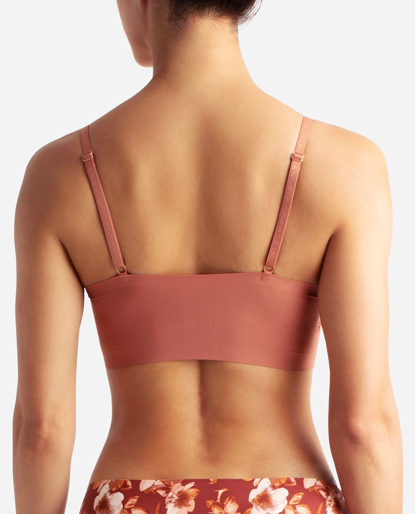 Back View of Danskin Copper Glaze Multicolor 2-Pack Laser Lounge Hidden Cup Molded Bra | DSK COPPER GLAZE MULTICOLOR