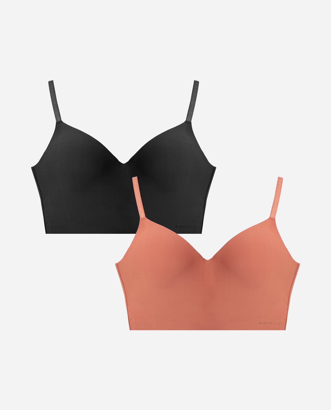 Group View of Danskin Copper Glaze Multicolor 2-Pack Laser Lounge Hidden Cup Molded Bra | DSK COPPER GLAZE MULTICOLOR