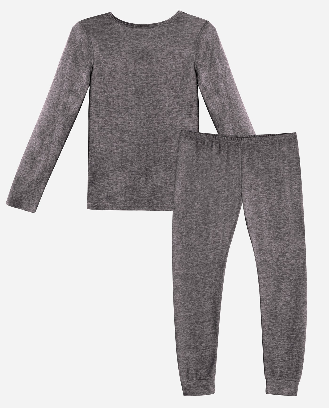 Back View Of Danskin Charcoal Heather Girls Hacci Layering Set | DSK CHARCOAL HEATHER