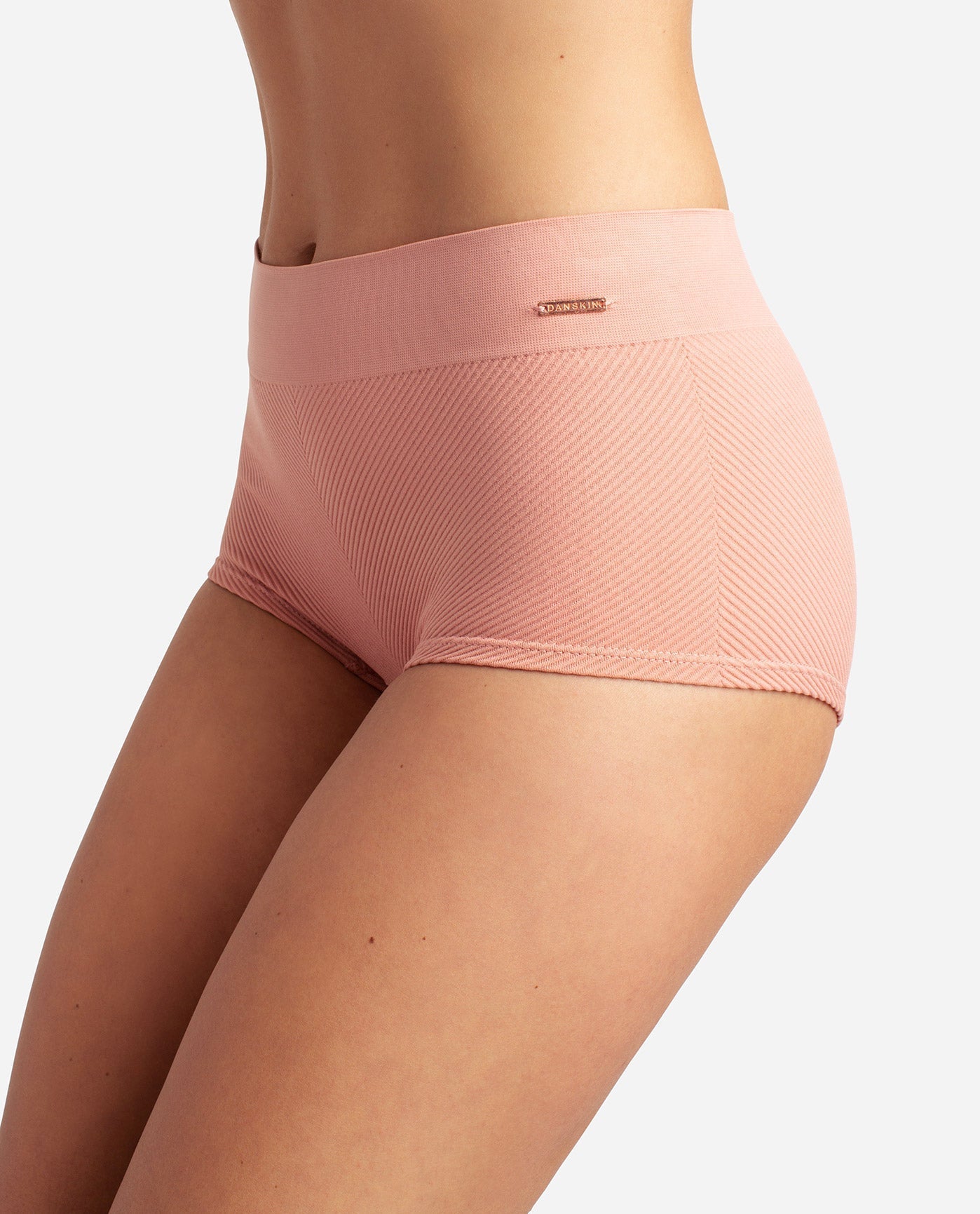 Side View of Danskin Ambered Coral Multicolor 5-Pack Seamless Ribbed Hipster Underwear | DSK AMBERED CORAL MULTICOLOR