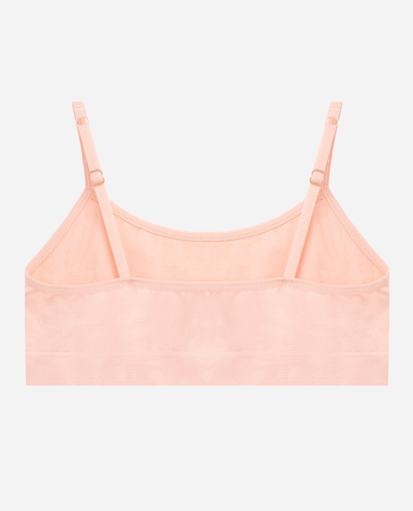 Back View of Danskin Peach Puree Multicolor Girls 4-Pack Seamless Unpadded Bralette | DSK PEACH PUREE MULTICOLOR