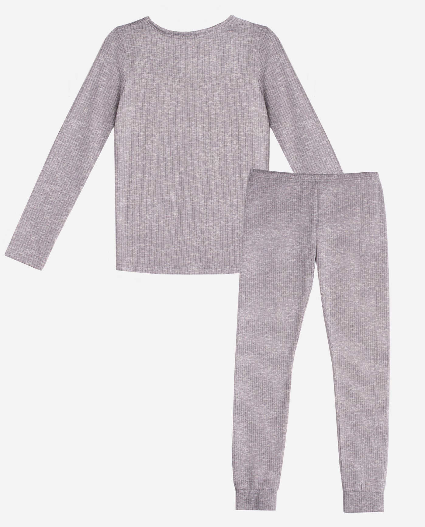 Back View Of Danskin Sleet Heather Girls Ribbed Hacci Layering Set | DSK SLEET HEATHER