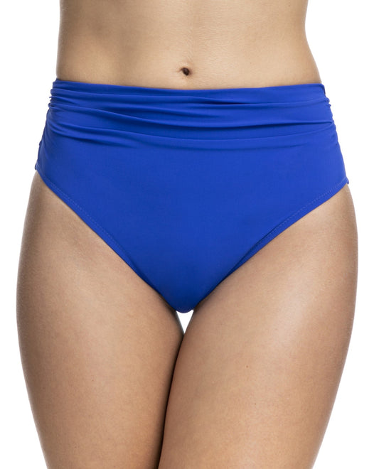 Front View of Profile By Gottex Date Night Sapphire Shirred Tankini Bottom | PRO SAPPHIRE