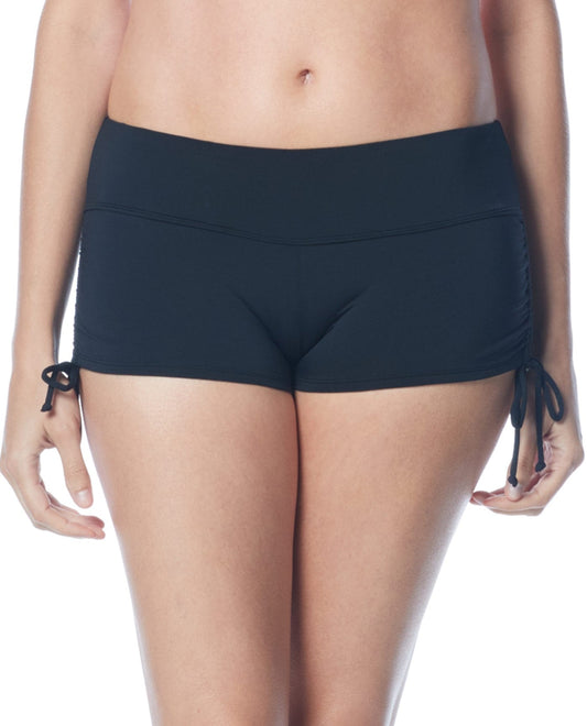 Front View of Beach House Black Blake Adjustable Side Tie Swim Short | BCH BLACK