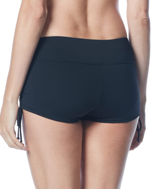 Back View of Beach House Black Blake Adjustable Side Tie Swim Short | BCH BLACK