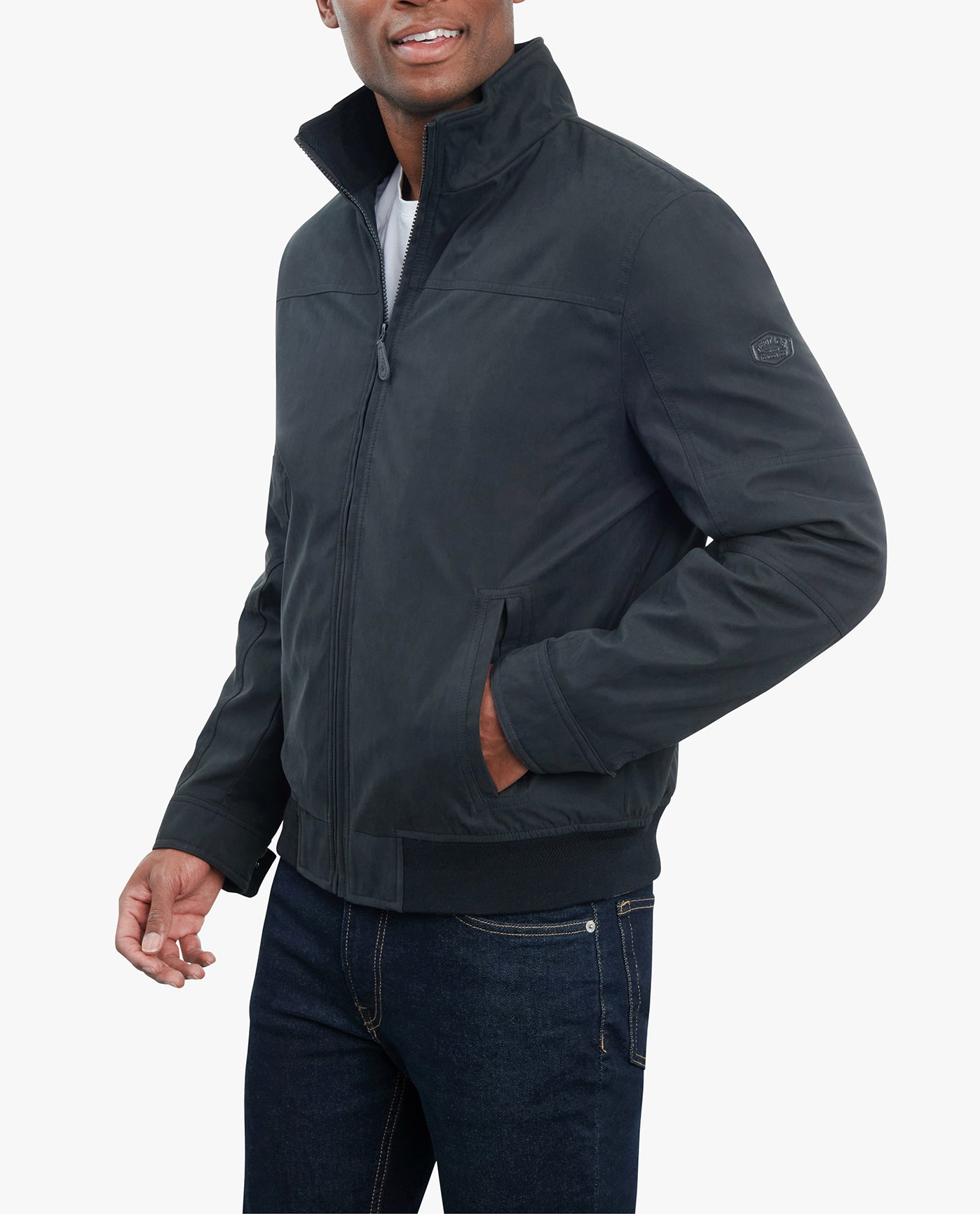 Alternate Front View of London Fog Lakewood Sherpa Lined Jacket | LF BLACK
