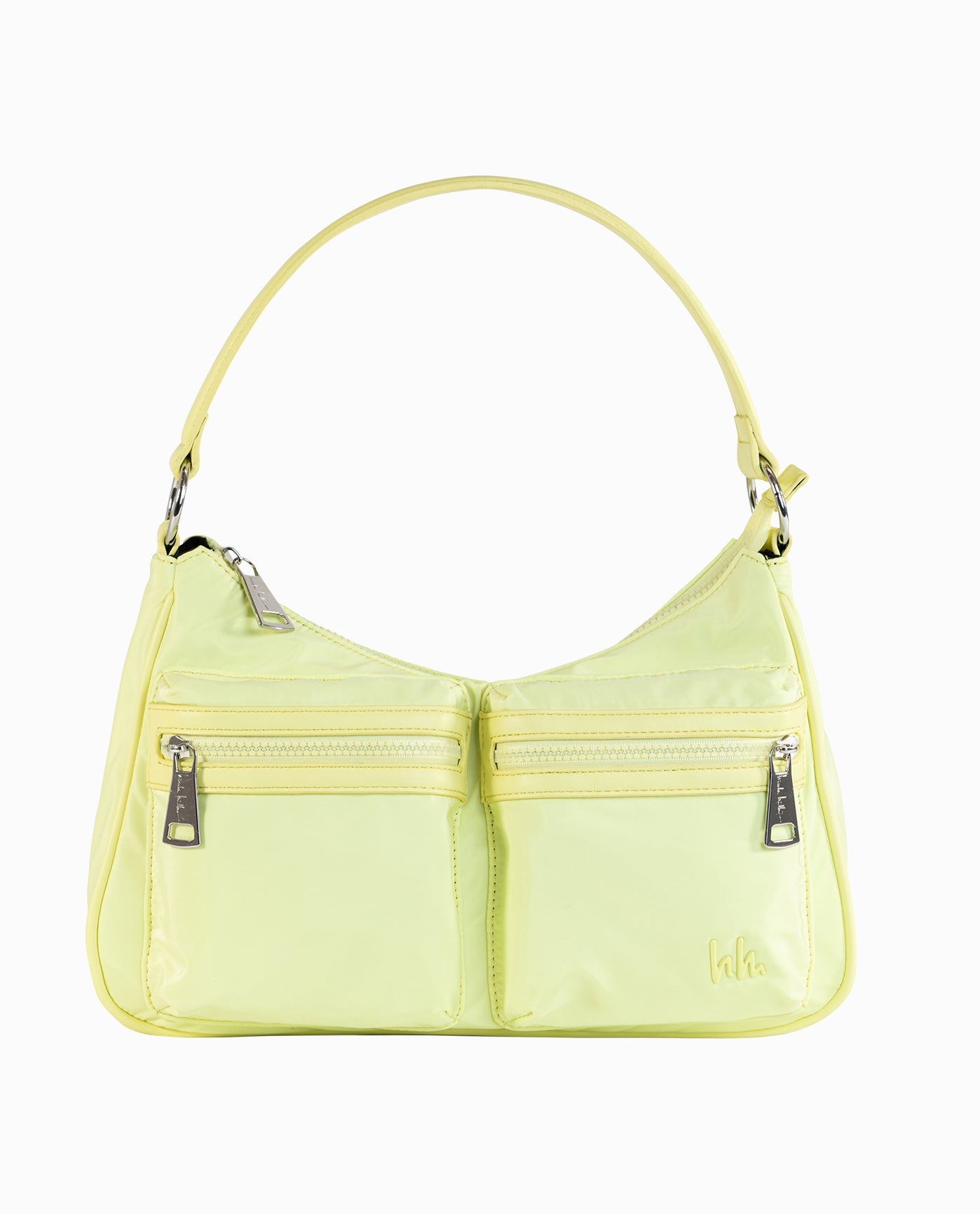 Front View of Nicole Miller Capri Yellow Nylon Shoulder Bag | NM CAPRI YELLOW