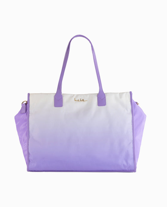 Front View of Nicole Miller Lavender Ombre Nylon Tote Bag | NM LAVENDER OMBRE