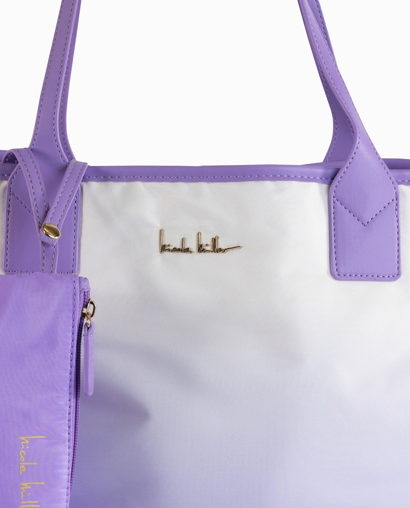 Detail View of Nicole Miller Lavender Ombre Nylon Tote Bag | NM LAVENDER OMBRE
