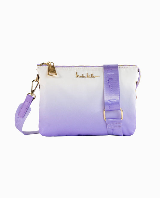 Front View of Nicole Miller Lavender Ombre Nylon Crossbody Bag | NM LAVENDER OMBRE